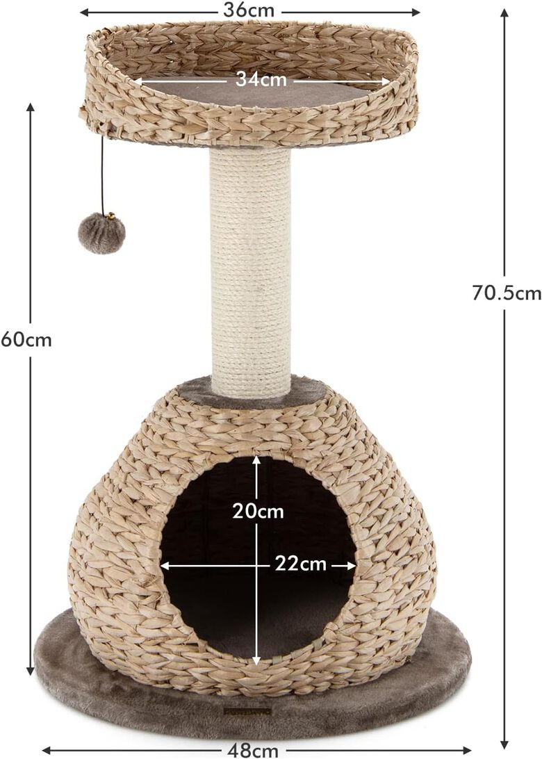 COSTWAY Árbol con Palo Rascador en Sisal Natural y Nicho Relajante para gatos thumbnail