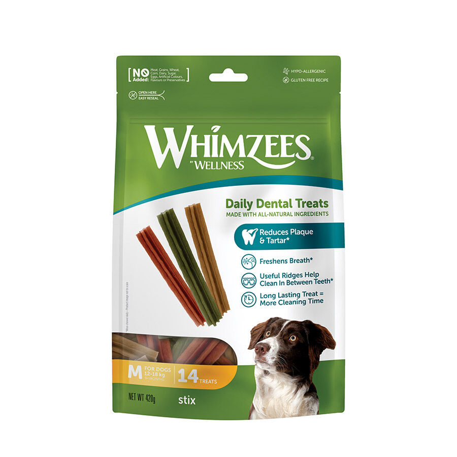 Whimzees Snacks Dentales Stix para perros de razas medianas thumbnail