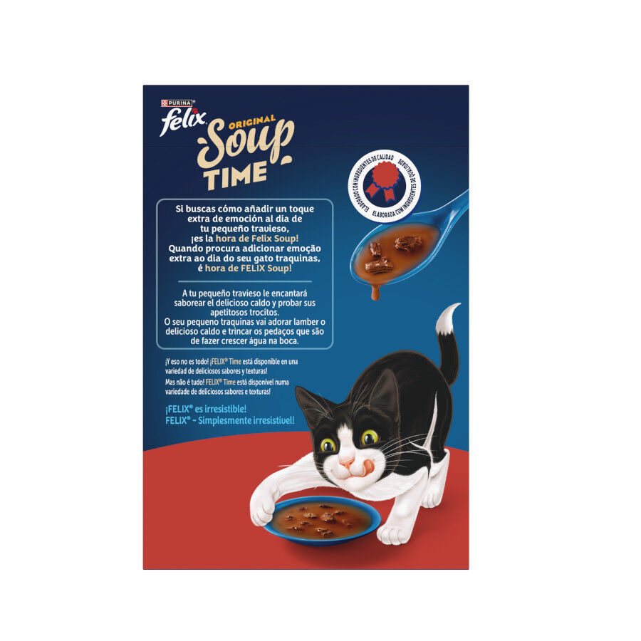 6 x 48 g Felix Cat Sopa de Buey, Pollo y Cordero para gatos, , large Imagen numero 2