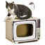 PawHut Rascador de Cartón para Gatos Tablero para Rascar en Forma de Televisor con Ratón de Juguete Centro de Actividades para Mascotas 43x23x23,5 cm Arena, , large indicador imagen numero 1