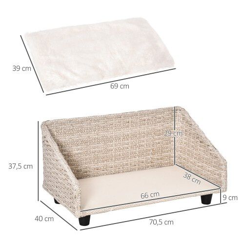 Cama elevada con coj&iacute;n suave para mascotas color Beige, , large Imagen numero 2