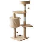 Pawhut árbol rascador con plataforma casetas y bolas de juego beige para gatos, , large image number null