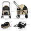 PawHut Carrito para Perros 2 en 1 Cochecito para Perros Plegable Cochecito para Mascotas con 2 Correas de Seguridad Cojín y Marco de Acero Caqui, , large indicador imagen numero 3