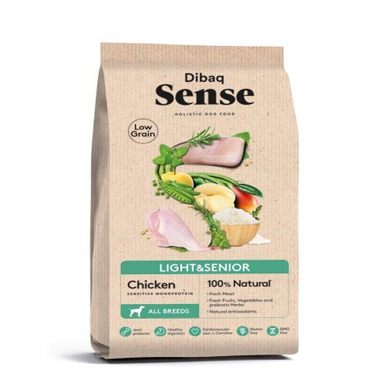 Pienso Dibaq Sense Low Grain Light y Senior para perros sabor Pollo, , large image number null
