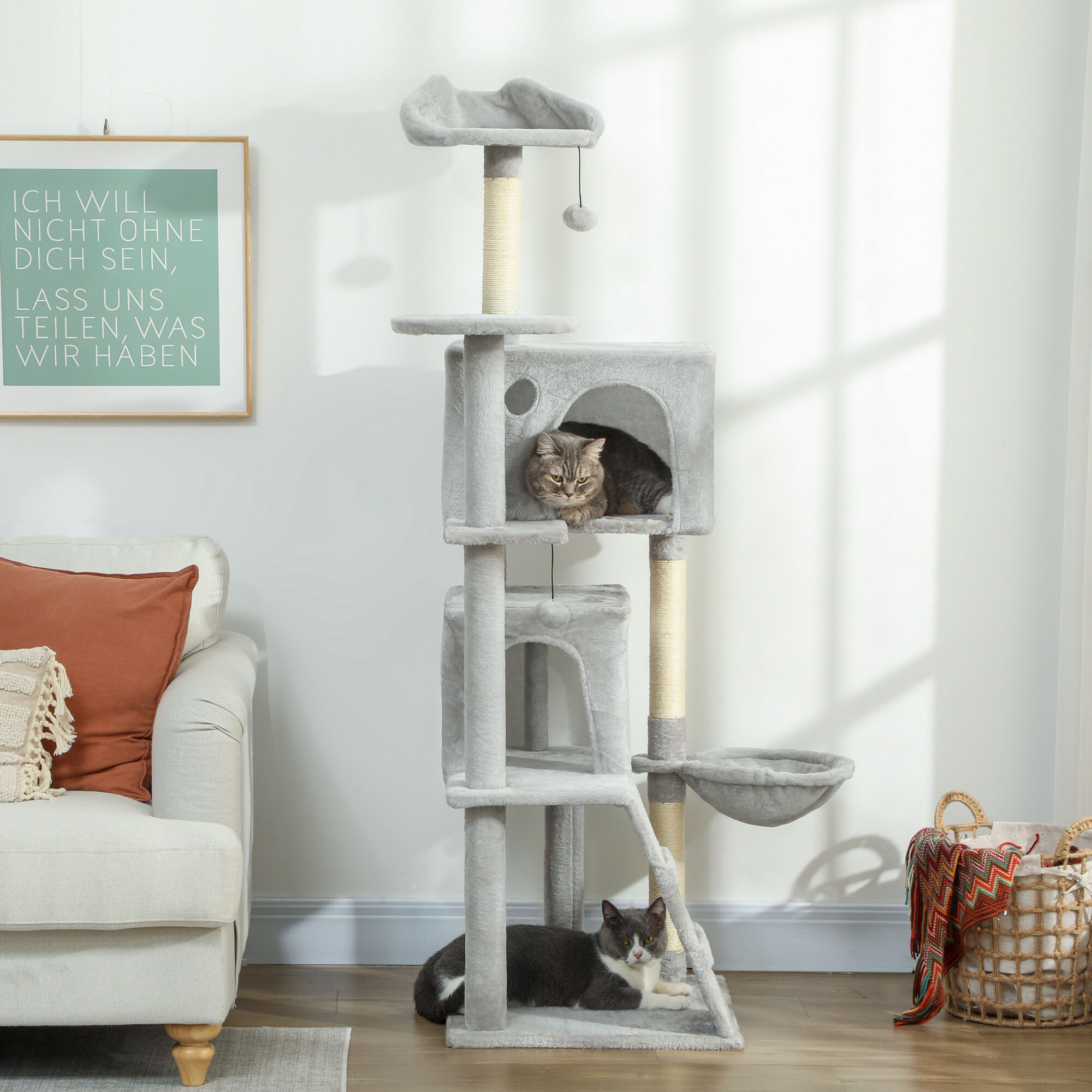 PawHut Árbol para Gatos Gris Claro thumbnail