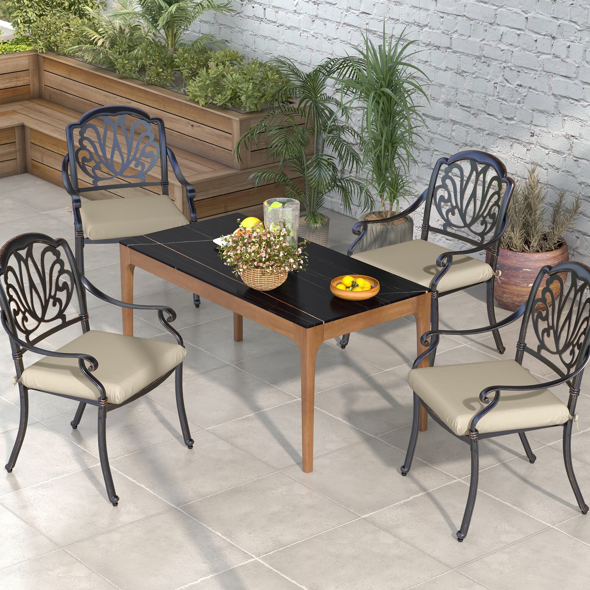 Outsunny Cojines para Sillas Beige, , large Imagen numero 2