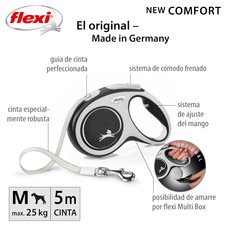 Flexi New Comfort Correa Extensible Gris para perros, , large Imagen numero 2