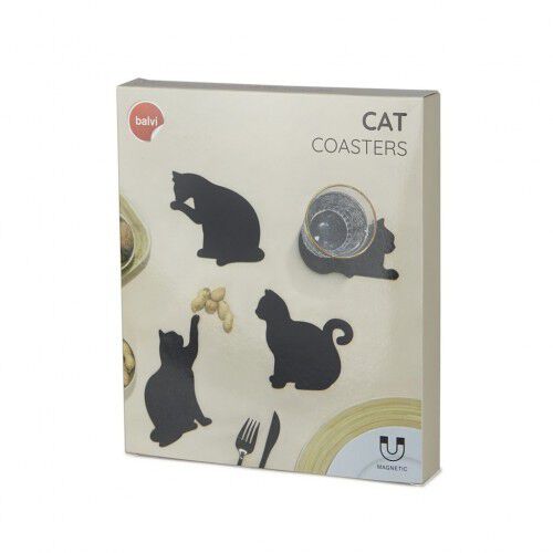 Set de 4 posavasos en forma de gato color Negro, , large Imagen numero 2