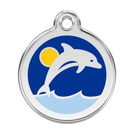 Red Dingo Placa identificativa Acero Inoxidable Esmalte Delfin Azul para perros
