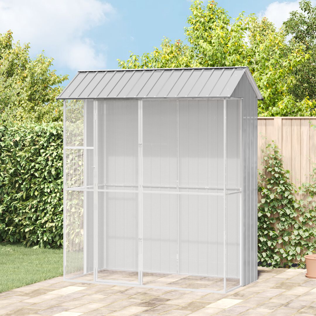 VidaXL Aviario Acero Gris para pájaros thumbnail