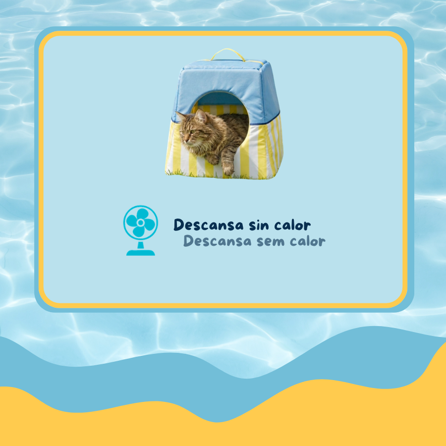 Summer Vibes Cama Cueva Azul y Amarillo para gatos, , large Imagen numero 3