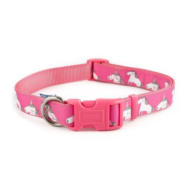 Collar de nylon estampado unicornio para perro color Rosa/Blanco, , large image number null