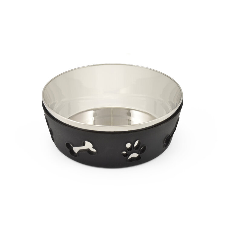 Outech Comedero de Acero Inoxidable Negro para perros, , large image number null