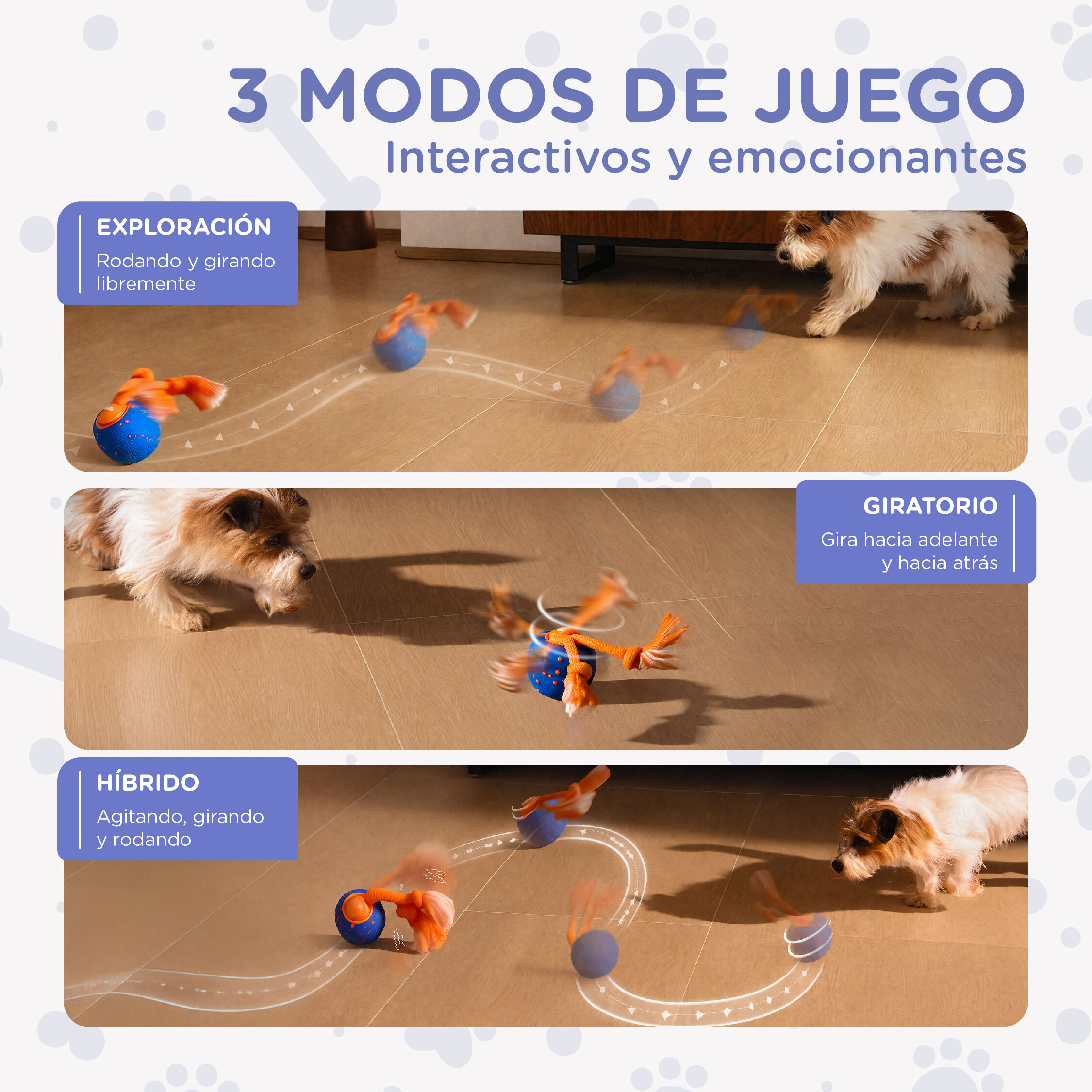 Robik Motion Interactive Ball | Pelota Interactiva Premium para Perros con Movimiento Autom&aacute;tico, 3 Modos de Juego y USB-C, , large Imagen numero 3