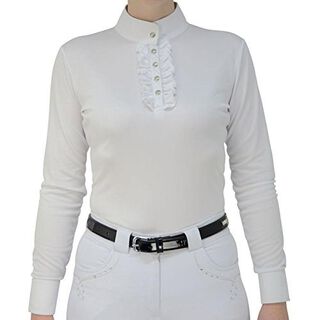Camisa de manga larga Katherine Ruffle para competición hípica para mujer color Blanco