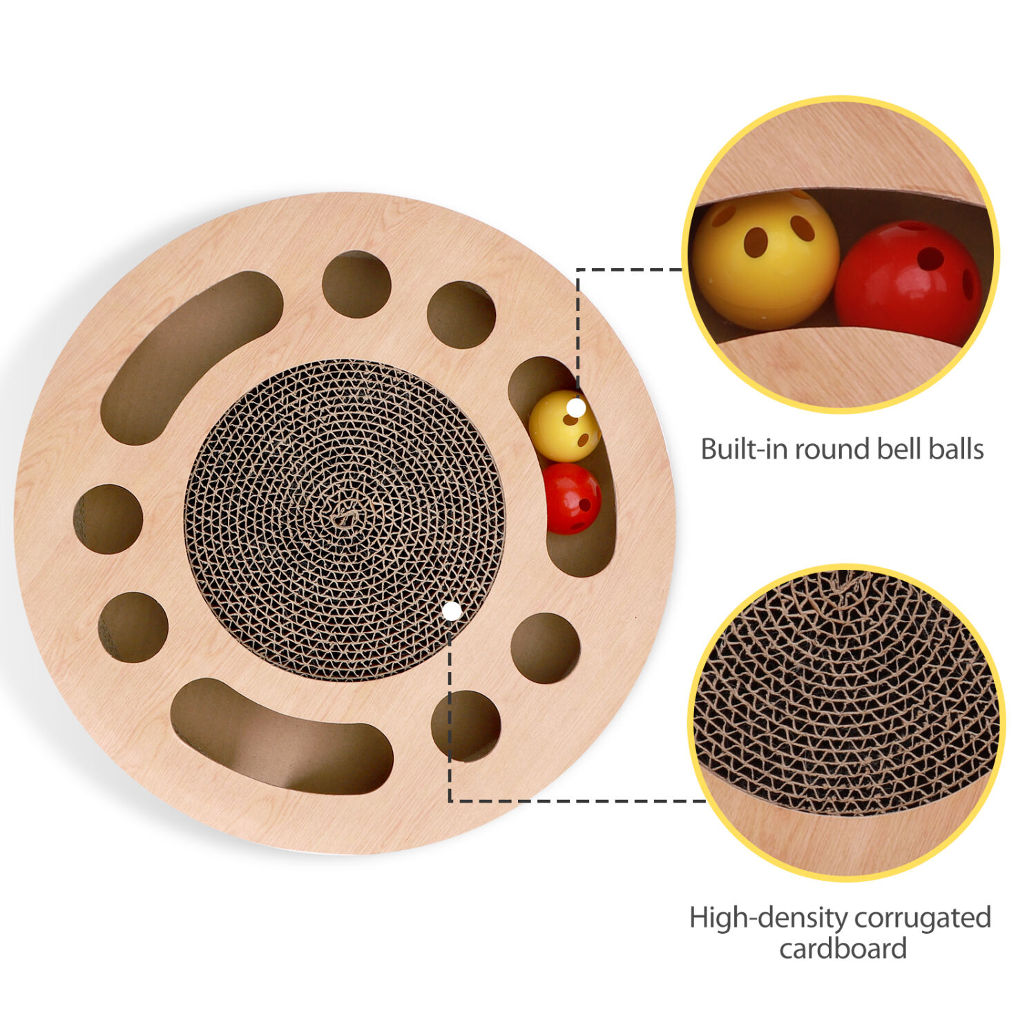 Nobleza Rascador cartón con bolas de campana para gatos thumbnail