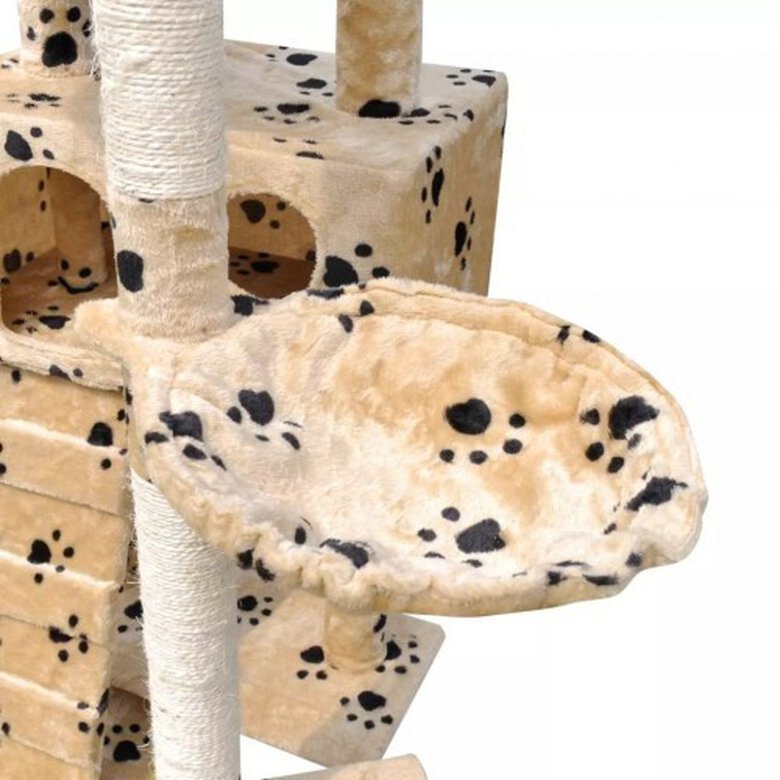 Rascador para gatos con condominios color Beige Huellas, , large image number null