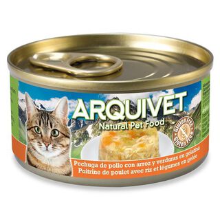 Comida húmeda Arquivet para gatos sabor pechuga de pollo y arroz con verduras
