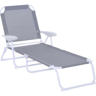Outsunny Tumbona con Respaldo Ajustable 4 Posiciones para jardín