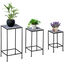 Outsunny Soportes para Plantas de Metal 3 Piezas Apilables Estantes Porta Macetas con Encimera de Azulejo Decorativa para Interiores y Exteriores 31,5x31,5x60,5 cm Azul y Negro, , large indicador imagen numero 1