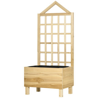 Outsunny Jardinera Con Enrejado Madera Natural 