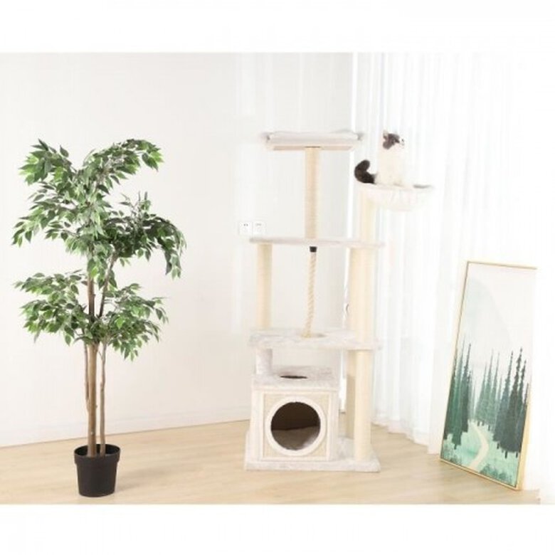 Cstore árbol rascador con nicho blanco para gatos, , large image number null