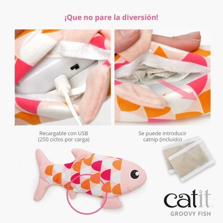 Juguete interactivo en forma de pez Groovy Fish para gatos color Rosa, , large image number null