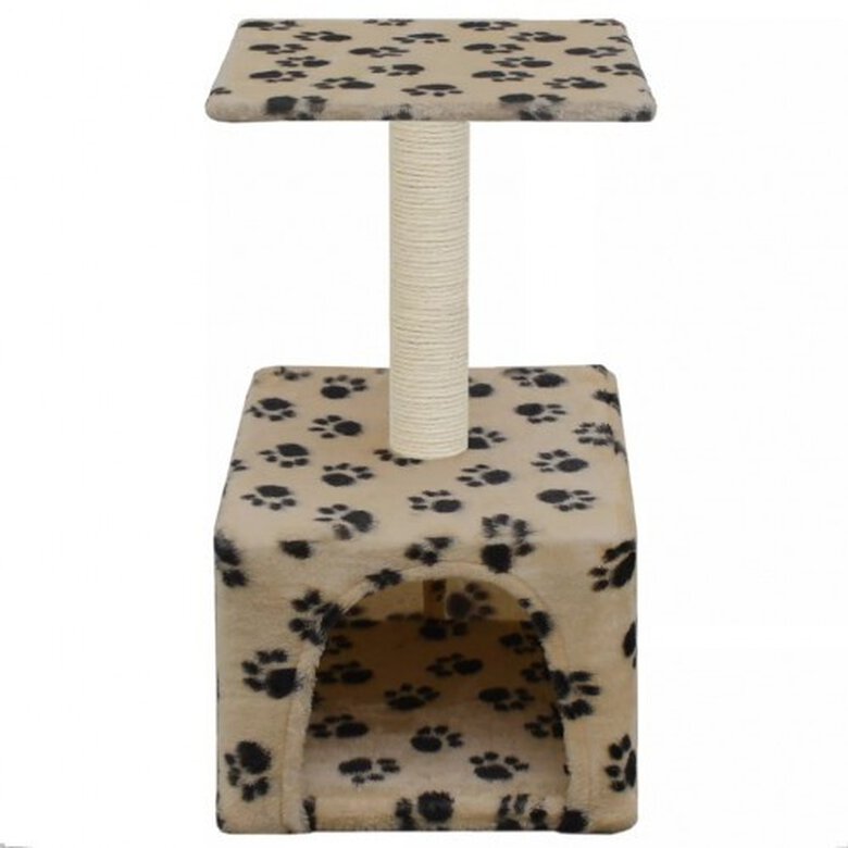 Rascador con poste para gatos color Beige Huellas, , large image number null
