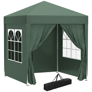 Outsunny Carpa Plegable Gazebo para Exterior Terraza Camping Fiestas Verde