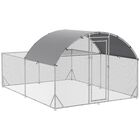 PawHut Gallinero Exterior Grande 380x280x195 cm Jaula para 10-12 Gallinas de Acero Galvanizado con 2 Pisos Cubierta de Tejado Puerta Corral para Pollos Conejos Patos Plata, , large image number null