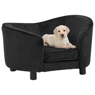 Vidaxl sofá felpa negro para perros