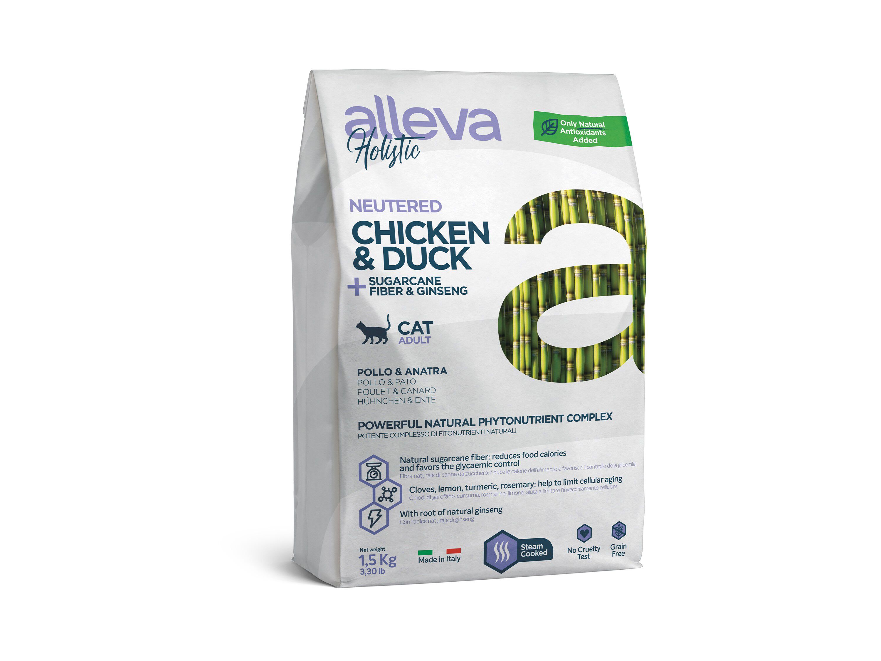 Alleva Holistic gatos Esterilizados con Pollo & Pato + Ca&ntilde;a de Azucar & Gingseng - Alleva - (10 Kg), , large Imagen numero 2