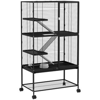 PawHut Jaula De Niveles con ruedas para chinchillas