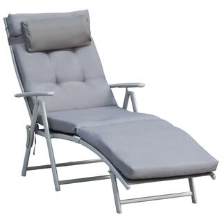Outsunny Tumbona Plegable Gris para exterior
