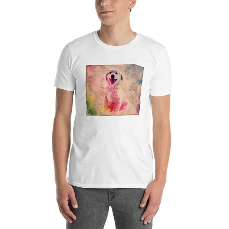 Mascochula camiseta hombre lienzo personalizada con tu mascota blanco thumbnail