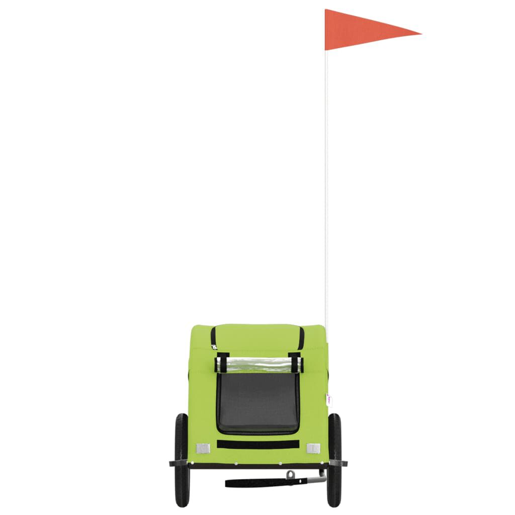vidaXL Remolque de bicicleta para perros hierro y tela Oxford verde, , large Imagen numero 7