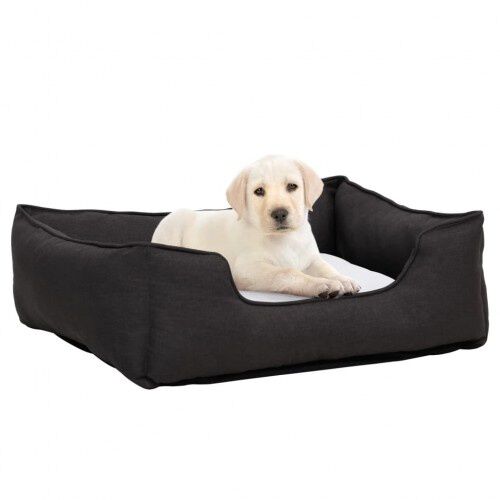 Vidaxl sof&aacute; acolchado rectangular con coj&iacute;n gris oscuro y blanco para perros, , large Imagen numero 1