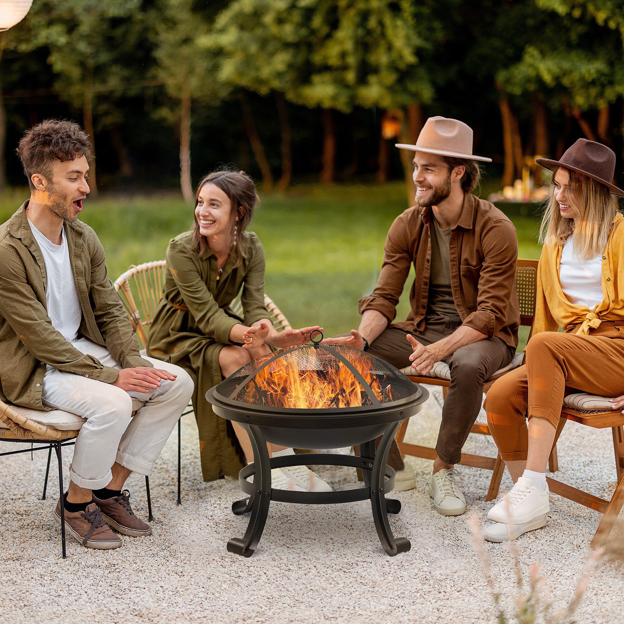 Outsunny Brasero Exterior Negro, , large Imagen numero 2