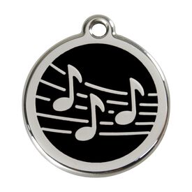 Red Dingo Placa identificativa Acero Inoxidable Esmalte Música Negro para perros
