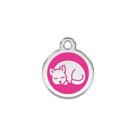 Red Dingo Placa identificativa Acero Inoxidable Esmalte Gatito Rosa Fuerte para gatos