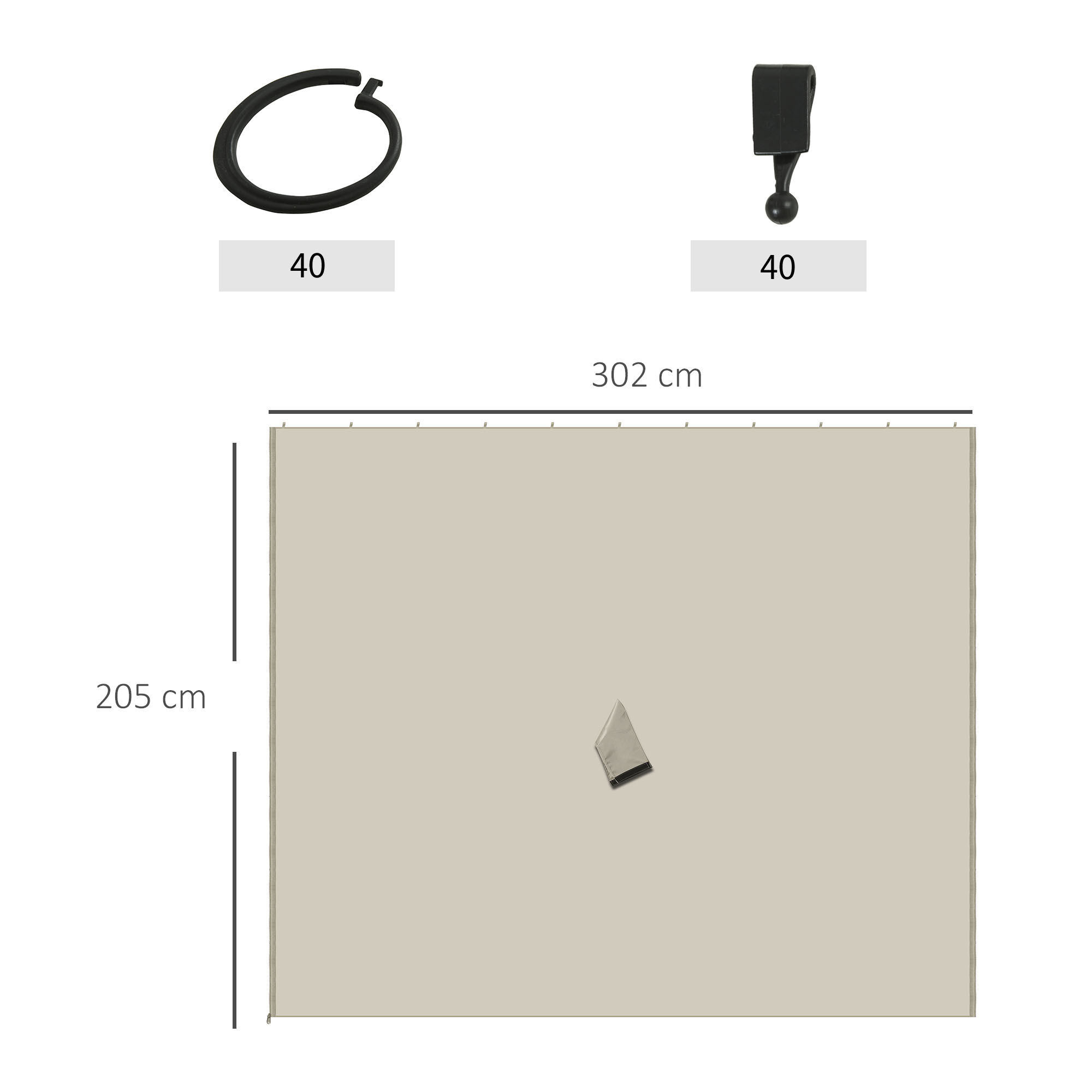 Outsunny Paredes para Cenador Beige, , large Imagen numero 3