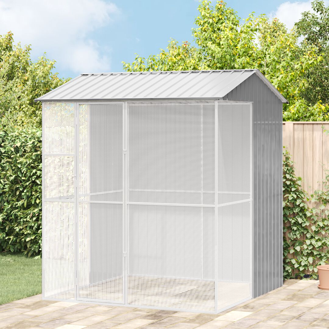 VidaXL Aviario Acero Gris para pájaros thumbnail