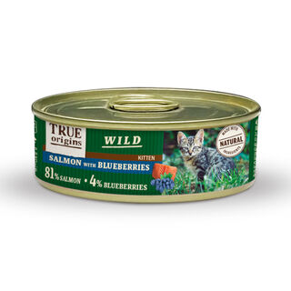 True Origins Wild Kitten Salmón y Arándanos lata para gatitos