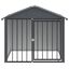 vidaXL Caseta perros con tejado acero galvanizado negro 117x103x102 cm, , large indicador imagen numero 2
