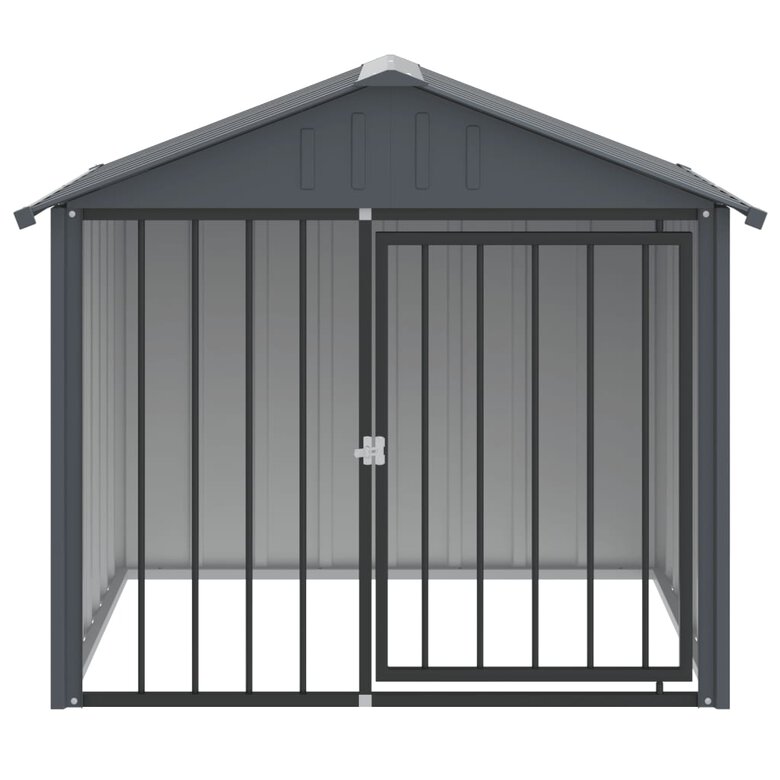 vidaXL Caseta perros con tejado acero galvanizado negro 117x103x102 cm, , large image number null