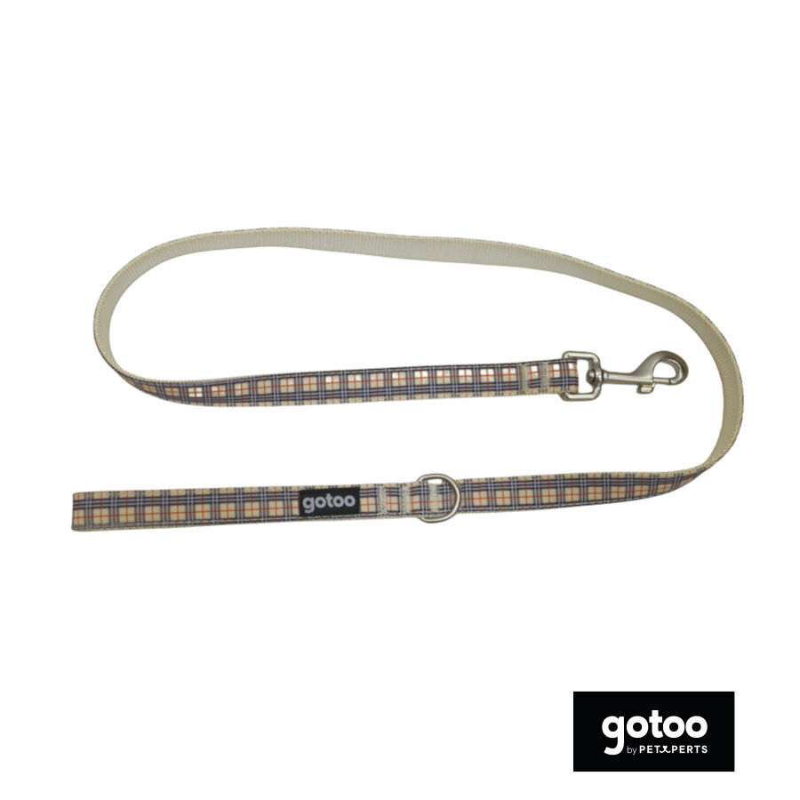 Gotoo Correa estampado tartán marrón para perros thumbnail