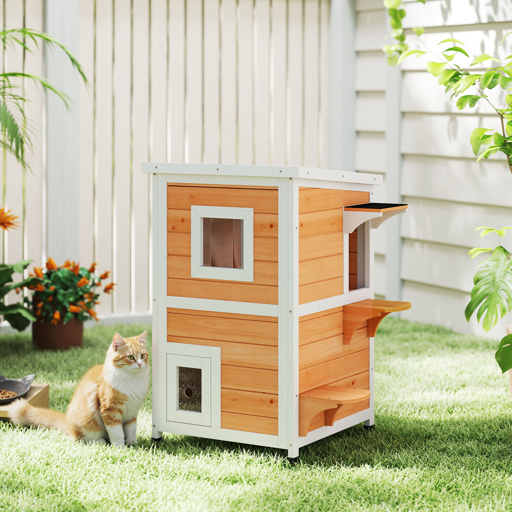 PawHut Caseta para Gatos Madera Natural, , large Imagen numero 2