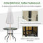 Outsunny Mesa de Jardín Redonda Mesa de Exterior Ø80x72 cm con Agujero para Sombrilla y Encimera de Vidrio Templado para Patio Terraza Negro, , large indicador imagen numero 4