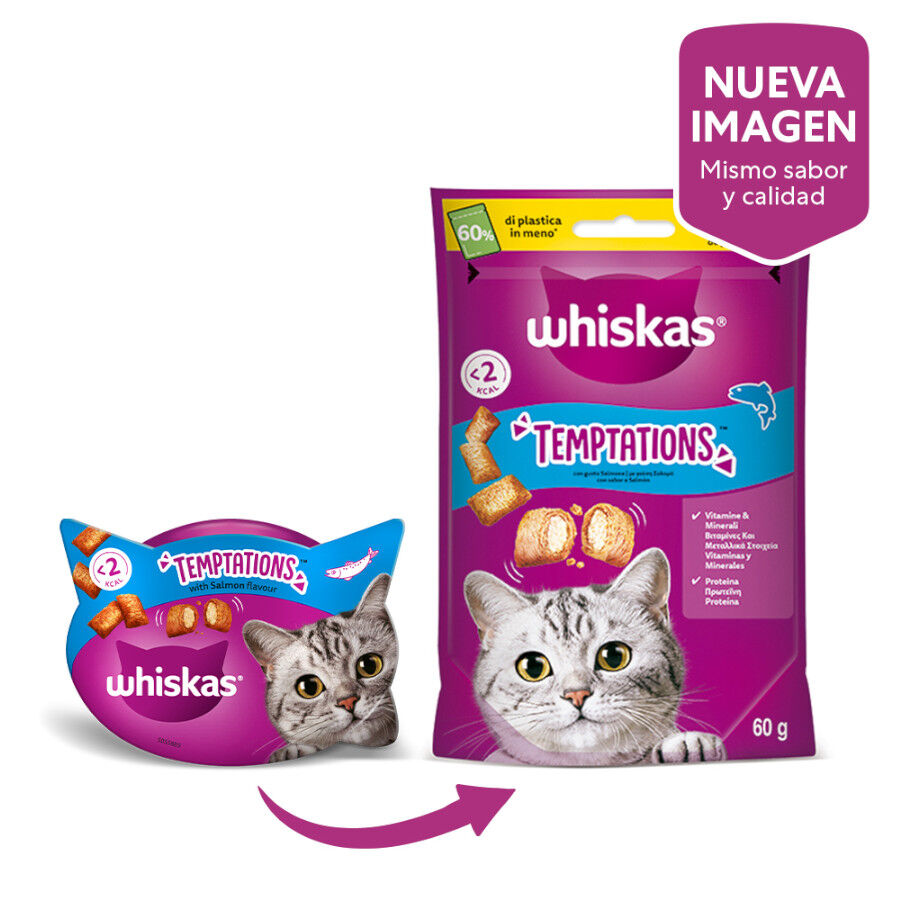 Whiskas Temptations Snacks Salmón para Gatos thumbnail
