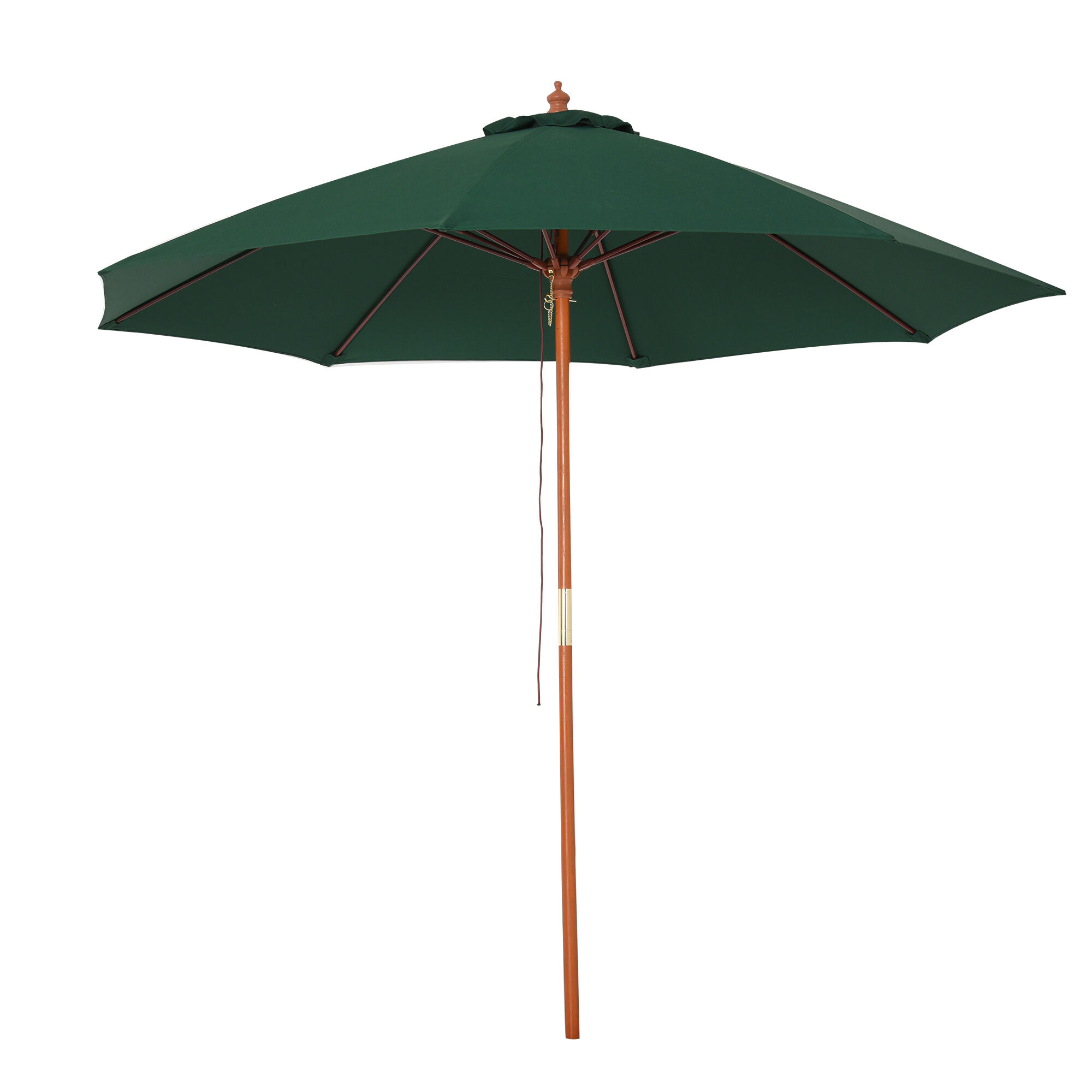 Outsunny Sombrilla Parasol con Poste Desmontable de Madera &Aacute;ngulo Ajustable Ventilaci&oacute;n Sistema de Polea para Exterior Jard&iacute;n Patio Piscina Terraza &Oslash;257x253 cm Verde Oscuro, , large Imagen numero 1